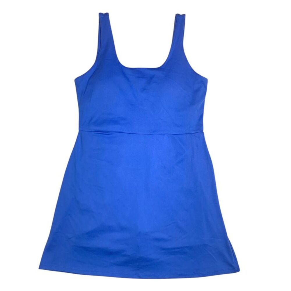 Blue - GapFit Women's Active Tank Dress, Square Neckline with Pocketed Inner Lin